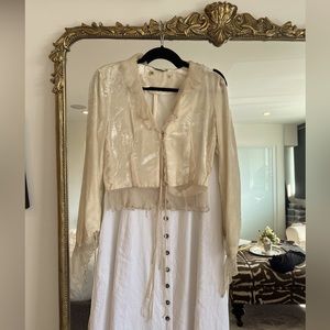 Allan B by Allan Schwartz Vintage Cream Velvet and Silk Evening Jacket